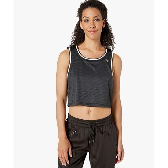 NWT Champion Women's  Mesh Cropped Tank black sz xs - Picture 1 of 7